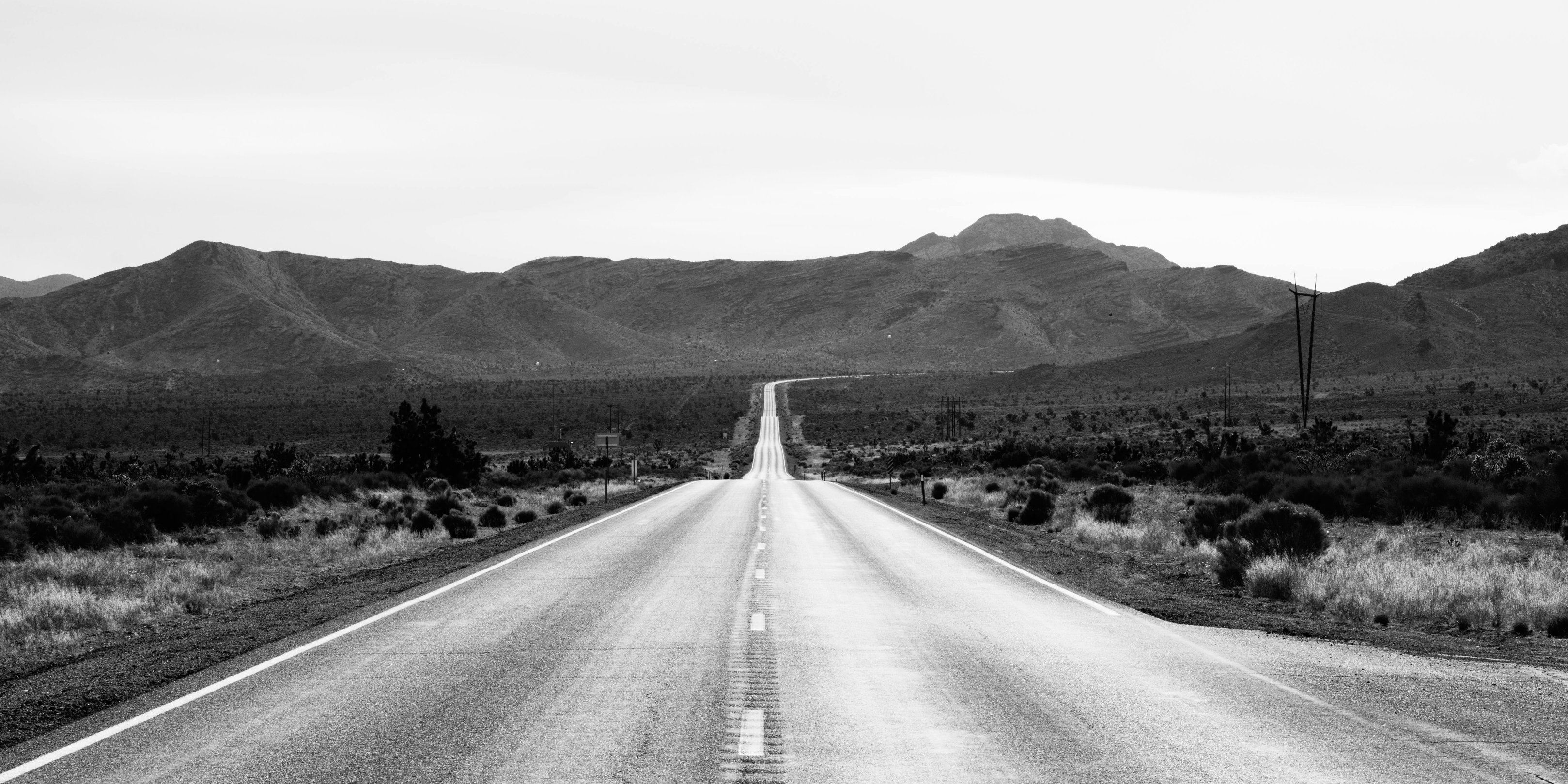 Grayscale photo of road