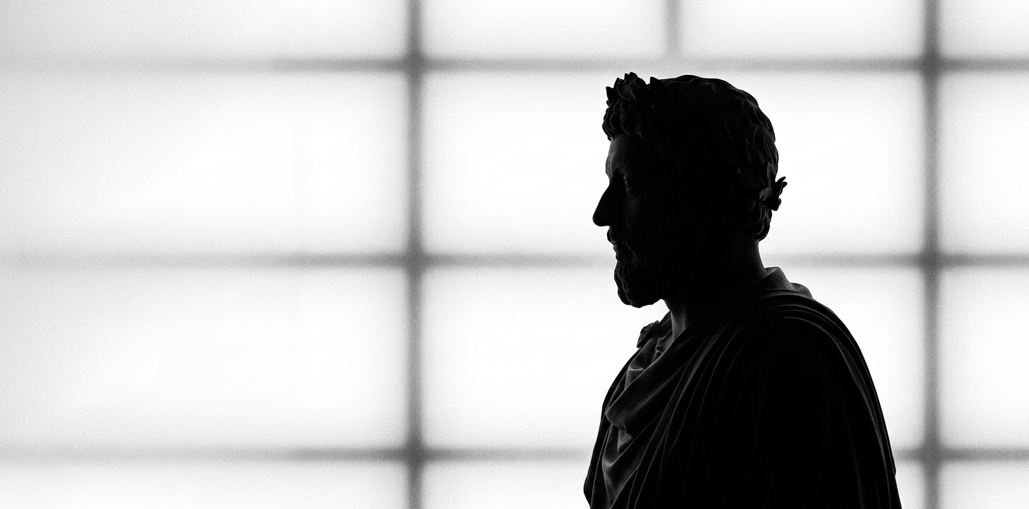 Silhouette of a Roman statue bust in profile